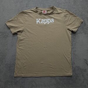 Kappa Shirt Mens Medium Tan Khaki Omini Logo Graphic Short Sleeve‎ Tee Crewneck